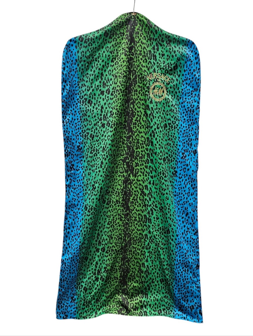 Versace for H&M garment bag In Green And Blue With Gold Embroidery
